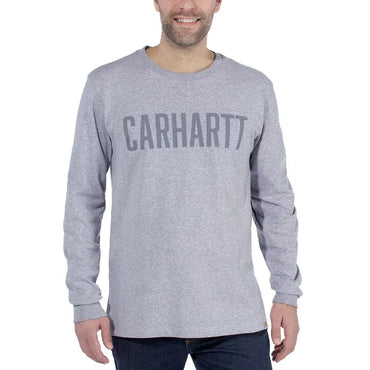 Carhartt Block Logo L/S T-Shirt - Heather Grey - RSEA Safety Outlet