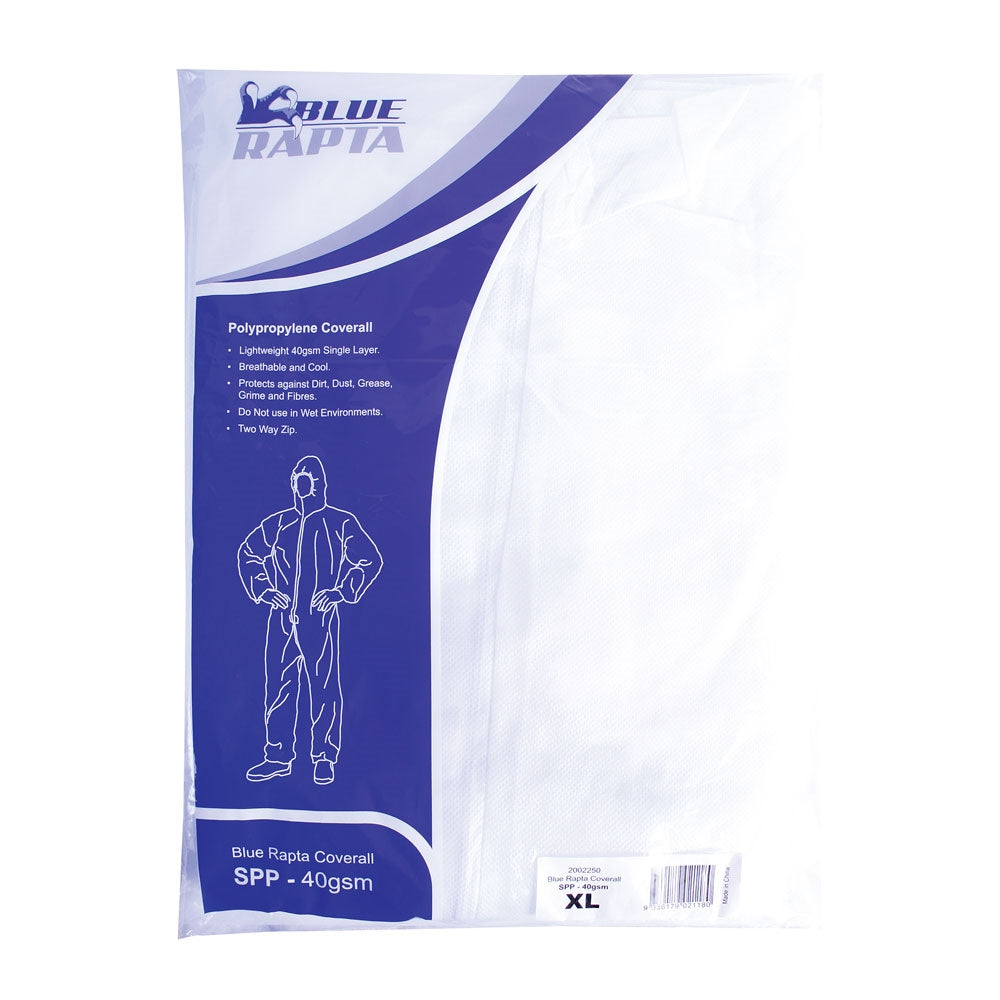 Blue Rapta SPP Non-Woven Disposable Coverall - White