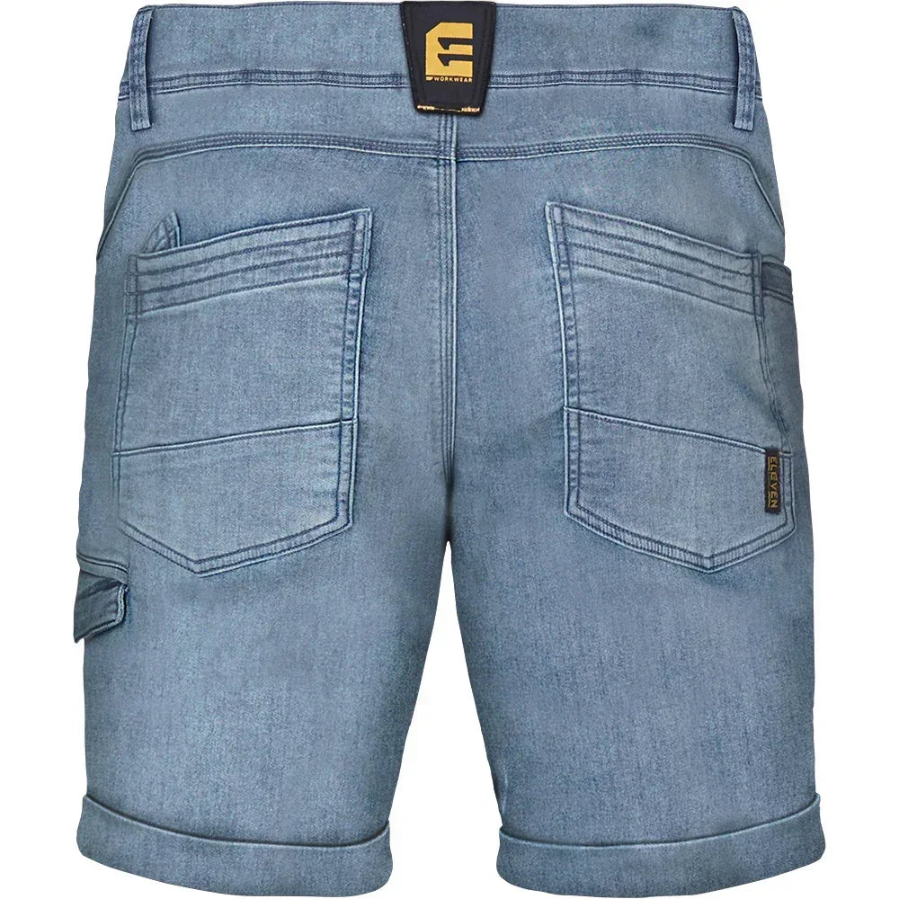 ELEVEN Workwear Fusion Knit Cargo Work Short - Light Denim - RSEA Safety Outlet