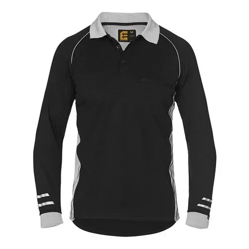 ELEVEN Workwear AEROCOOL L/S Polo Shirt - Black - RSEA Safety Outlet