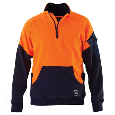ELEVEN Workwear Quarter Zip Hi-Vis Polar Fleece Spliced Jumper