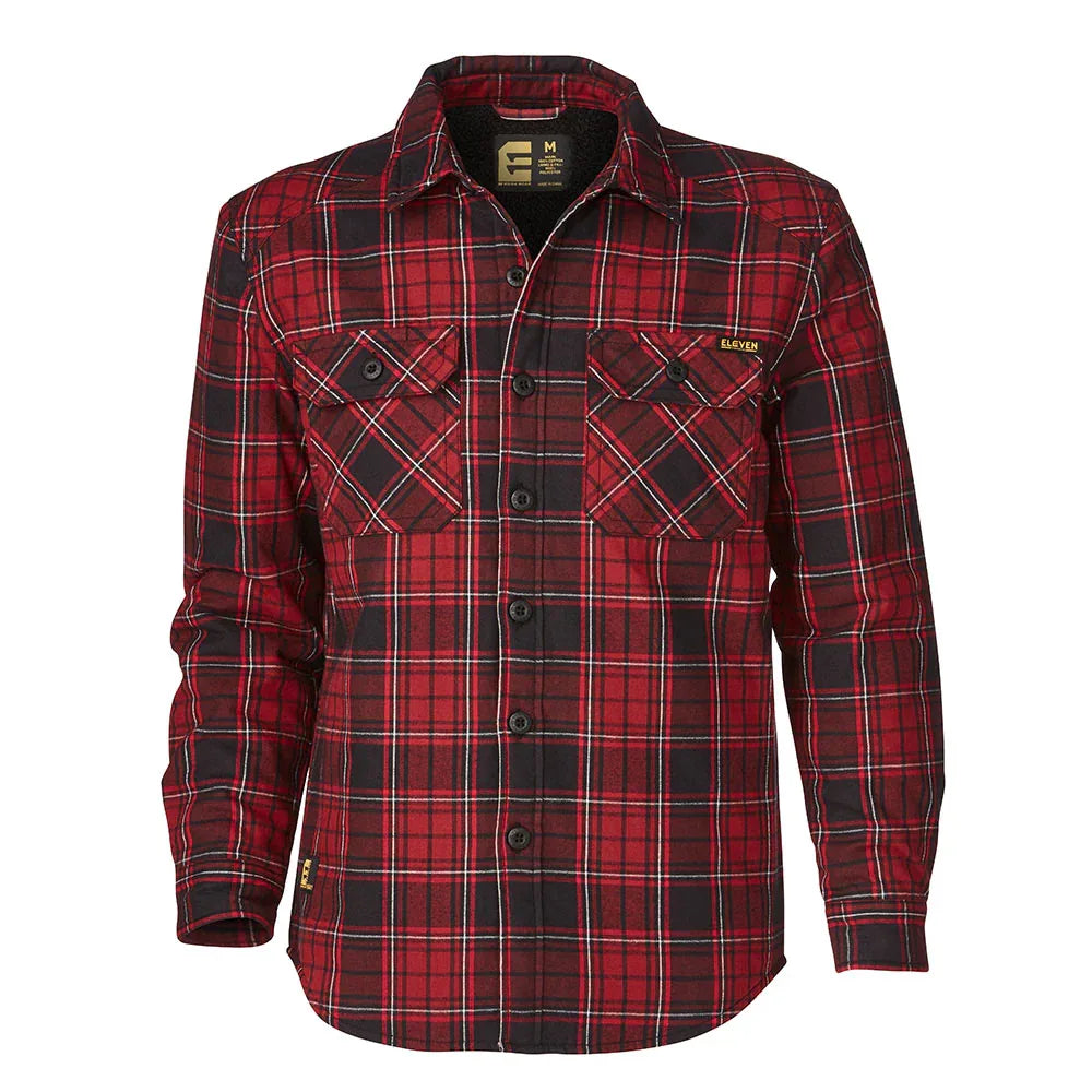 ELEVEN Workwear Quilted Flannel Shacket - Crimson/Black Check - RSEA Safety Outlet