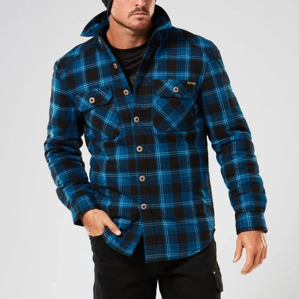 ELEVEN Workwear Quilted Flannel Shacket - Navy Blue - RSEA Safety Outlet
