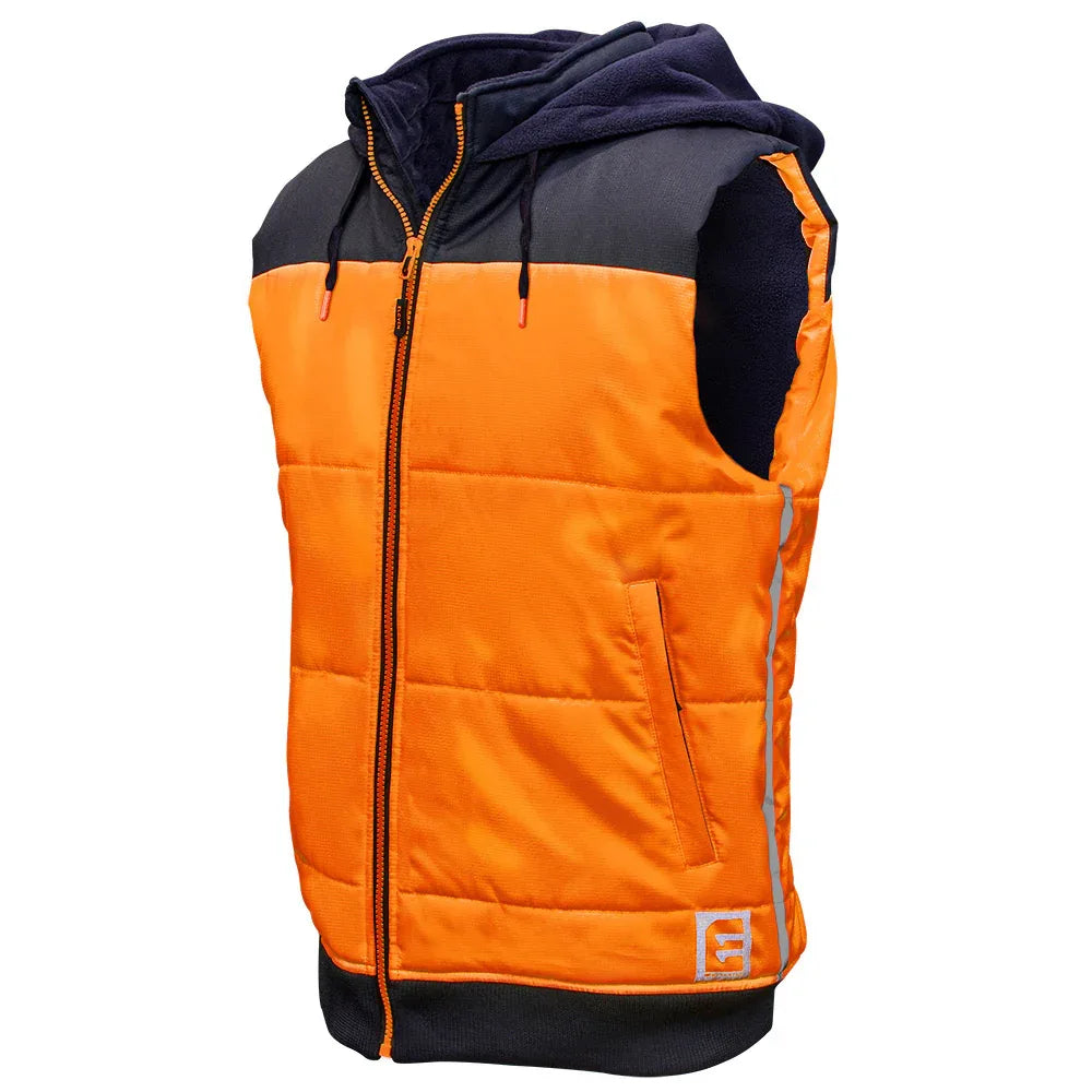 ELEVEN Workwear Hi-Vis Spliced Quilted Vest w/ Fleece Hood - RSEA Safety Outlet