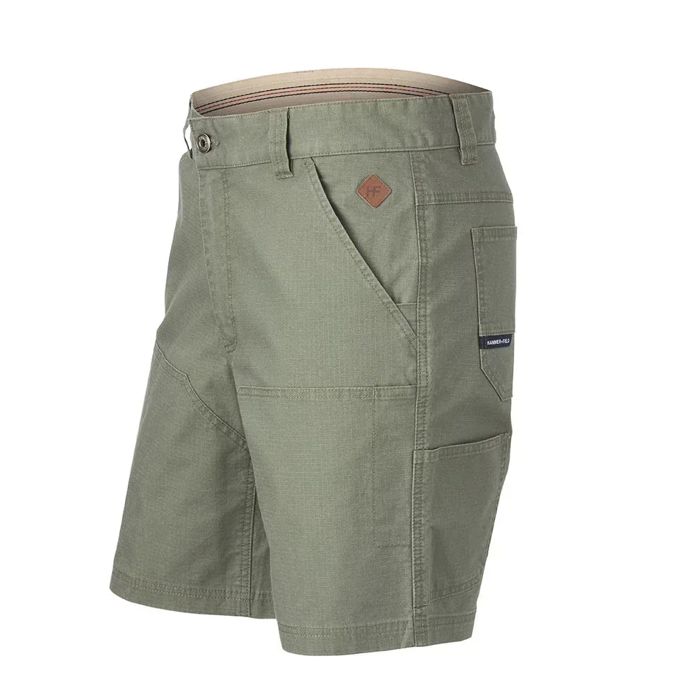 Hammer + Field Workwear Long Length Seam Pocket Stretch Short - Stone Green - RSEA Safety Outlet