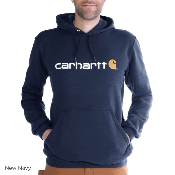 Carhartt Signature Logo Midweight Hooded Sweatshirt - New Navy