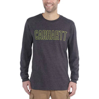 Carhartt Block Logo L/S T-Shirt - Carbon Heather - RSEA Safety Outlet