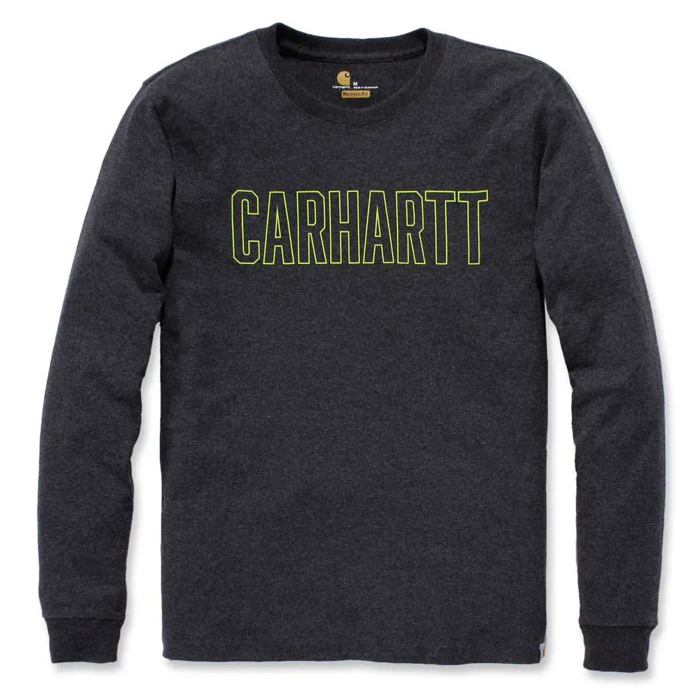 Carhartt Block Logo L/S T-Shirt - Carbon Heather - RSEA Safety Outlet
