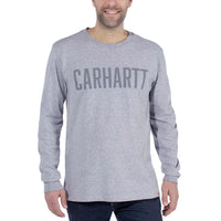Carhartt Block Logo L/S T-Shirt - Heather Grey - RSEA Safety Outlet