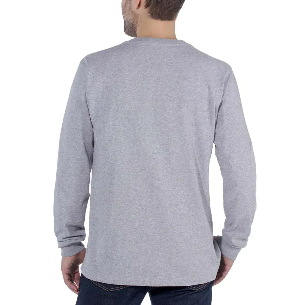 Carhartt Block Logo L/S T-Shirt - Heather Grey - RSEA Safety Outlet