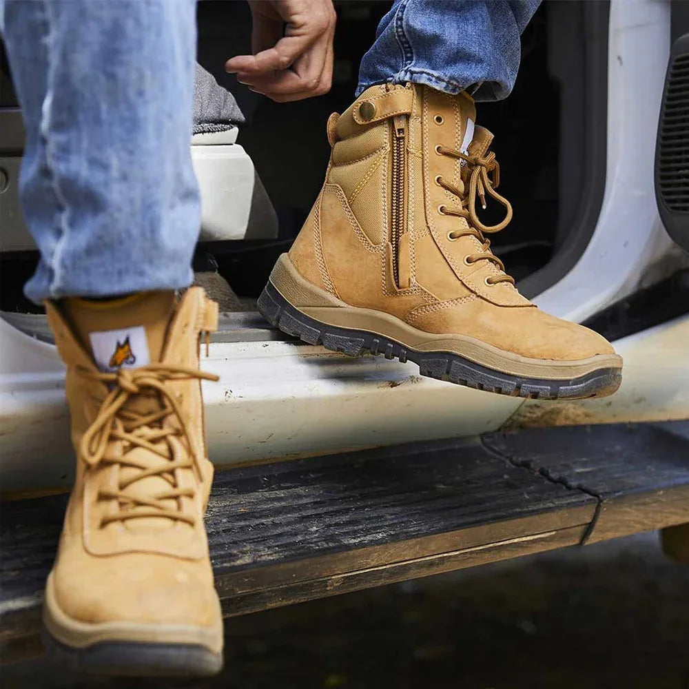 MONGREL 'P' Series Wheat High Leg Zip Sided Safety Boots 251050 - RSEA Safety Outlet
