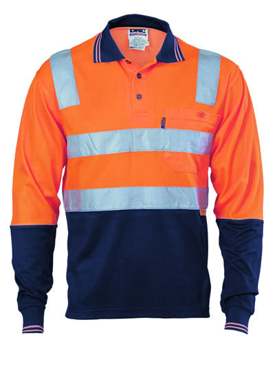 DNC Hi Vis 2 Tone Long Sleeve Polo With 3M Tape