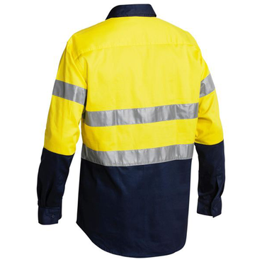 Bisley Two Tone Hi-Vis Closed Front Taped Drill Shirt