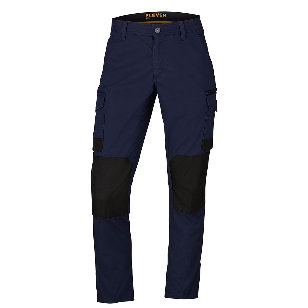 Eleven Workwear Contrast Panel Cargo Pant - Navy Black