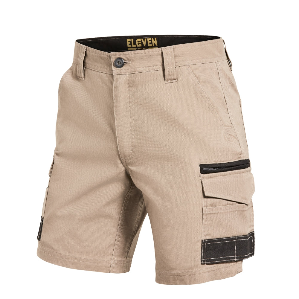 Eleven Workwear Contrast Panel Short - Khaki/Black