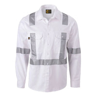 ELEVEN Workwear 3M™ 'X' Taped L/S Drill Shirt - White - RSEA Safety Outlet