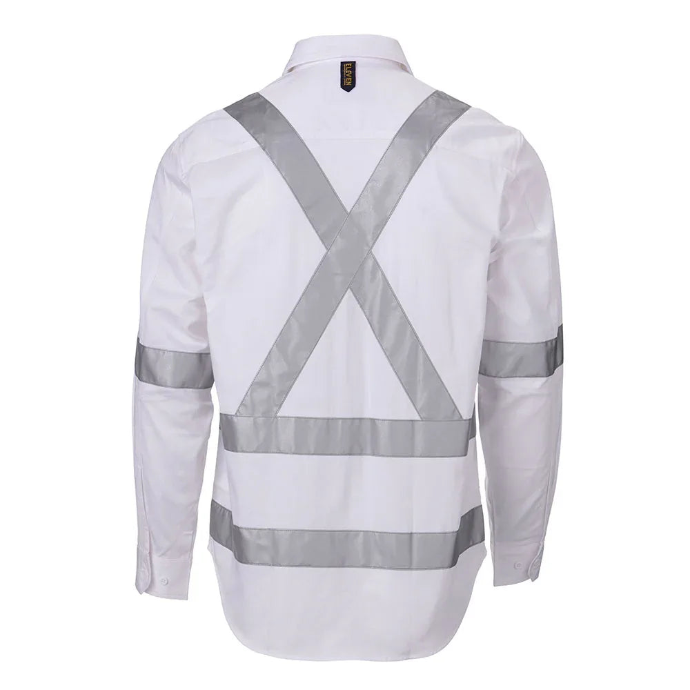 ELEVEN Workwear 3M™ 'X' Taped L/S Drill Shirt - White - RSEA Safety Outlet