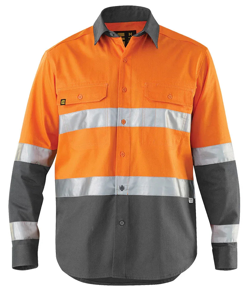 ELEVEN Workwear AEROCOOL Spliced Hi-Vis Bio-Motion 3M 'Hoop' Taped Cotton Drill Shirt - RSEA Safety Outlet