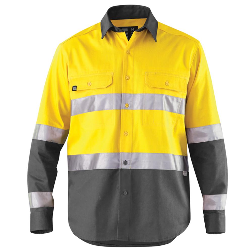 ELEVEN Workwear AEROCOOL Spliced Hi-Vis Bio-Motion 3M 'Hoop' Taped Cotton Drill Shirt