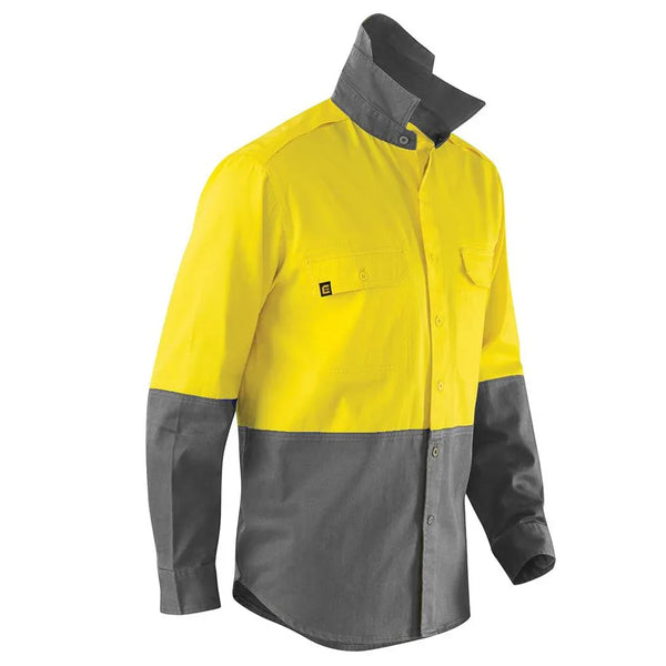 ELEVEN Workwear AEROCOOL Spliced Hi-Vis Feather Drill Shirt - RSEA Safety Outlet