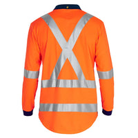ELEVEN Workwear Spliced Hi-Vis 3M 'X' Taped L/S Polo Shirt - RSEA Safety Outlet