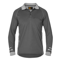 ELEVEN Workwear AEROCOOL L/S Polo Shirt - Mid-Charcoal/Silver Grey