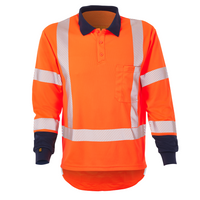 ELEVEN TTMC HiVis Taped Long Sleeve Polo - Hi Vis Orange/Navy