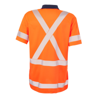 ELEVEN TTMC HiVis Taped Short Sleeve Polo - Hi Vis Orange/Navy