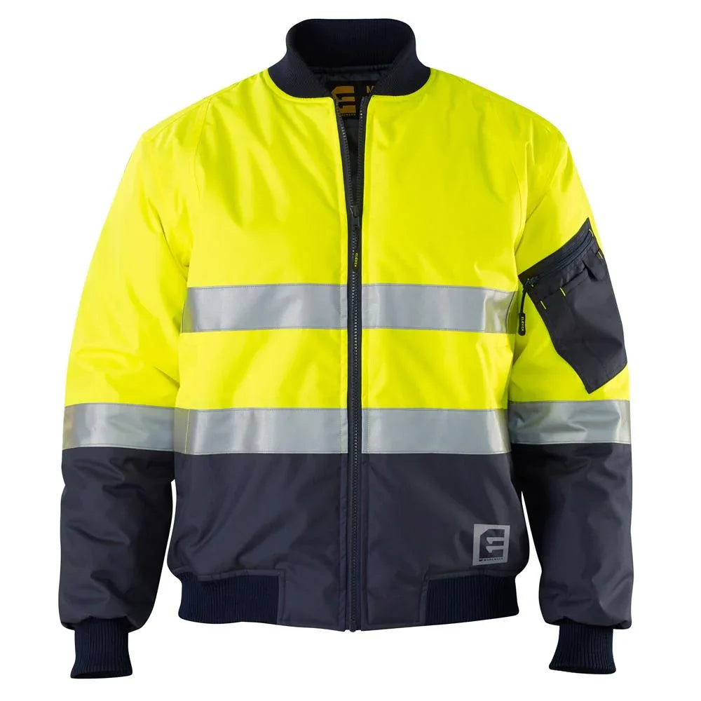 ELEVEN Workwear Hi-Vis Spliced 3M 'Hoop' Taped Bomber Jacket - RSEA Safety Outlet