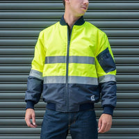 ELEVEN Workwear Hi-Vis Spliced 3M 'Hoop' Taped Bomber Jacket - RSEA Safety Outlet