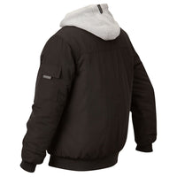 ELEVEN Workwear Quilted Bomber Jacket w/ Detachable Hood - Black Greymarle