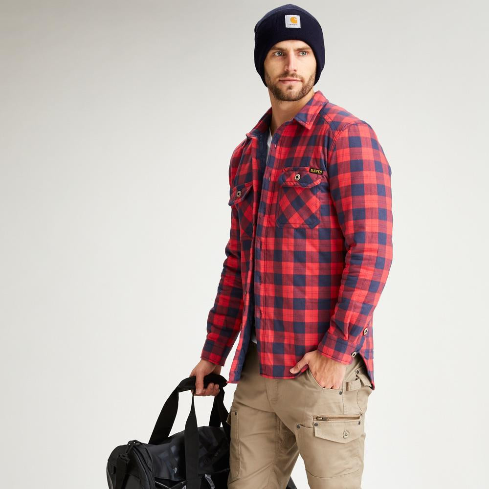ELEVEN Workwear Hemlock Quilted Flannel Shacket - Navy Red