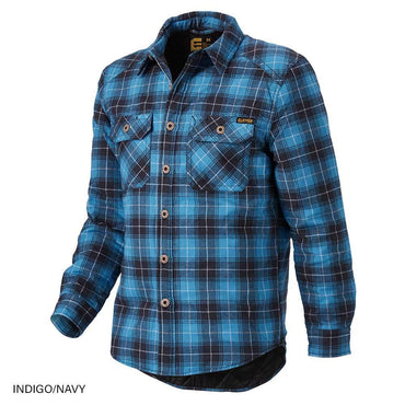 ELEVEN Workwear Quilted Flannel Shacket - Indigo/Navy - RSEA Safety Outlet