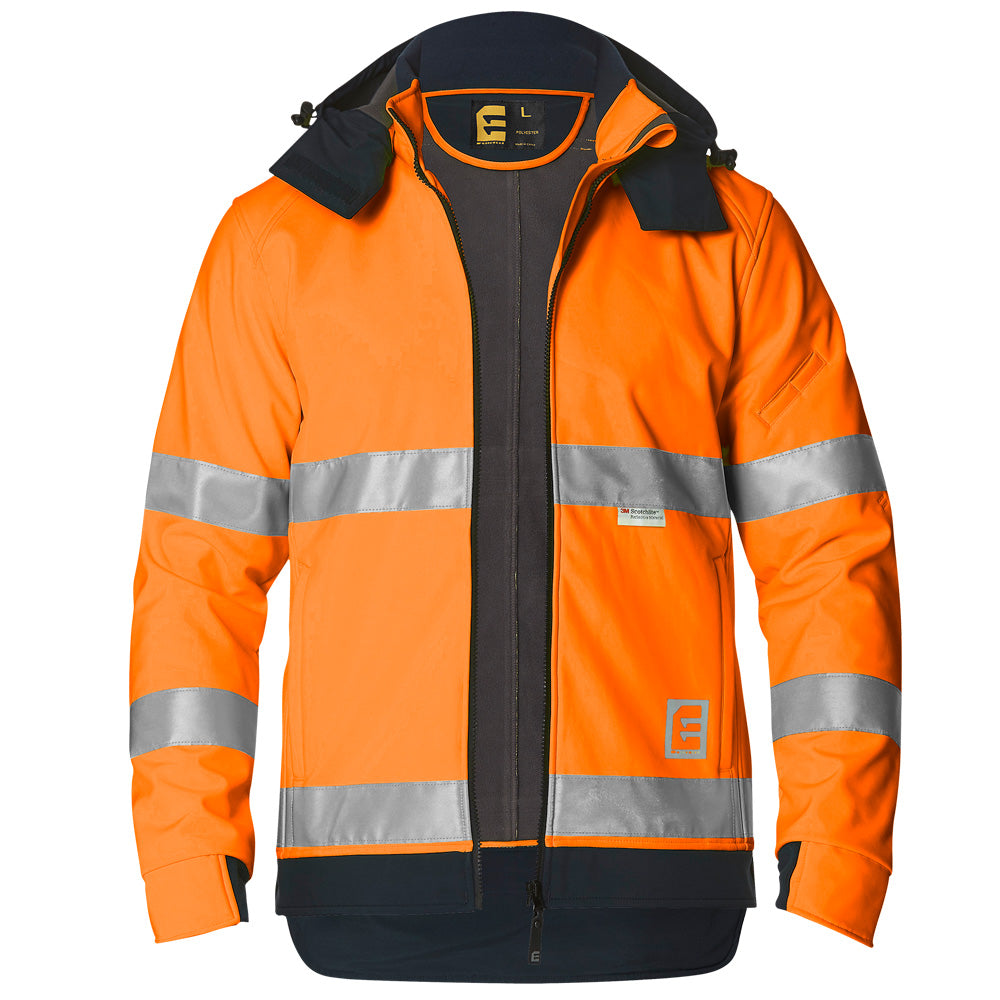 ELEVEN Workwear Hi-Vis Bio-Motion Taped Soft Shell Jacket - Orange - RSEA Safety Outlet