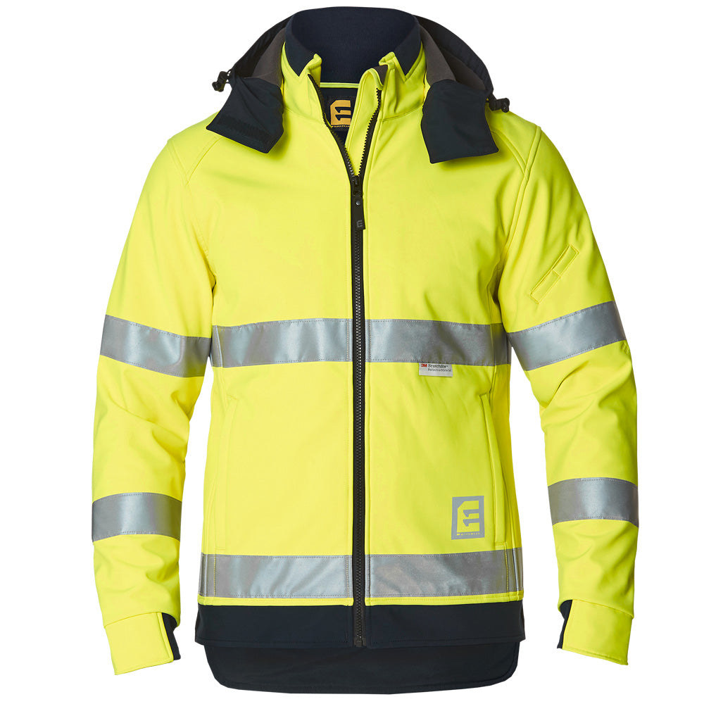 ELEVEN Workwear Hi-Vis Bio-Motion Taped Soft Shell Jacket - Yellow - RSEA Safety Outlet
