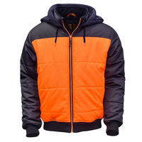 Eleven Workwear Hi-Vis Spliced Quilted Jacket w/ Fleece Hood