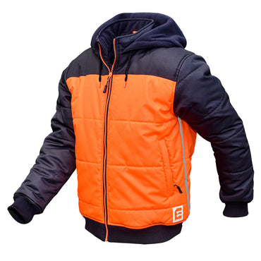 Eleven Workwear Hi-Vis Spliced Quilted Jacket w/ Fleece Hood