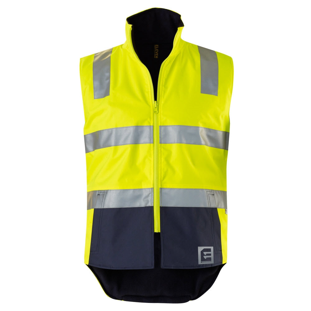 ELEVEN Workwear Day/Night Hi-Vis 3M 'Hoop' Taped Reversible Vest - Yellow - RSEA Safety Outlet