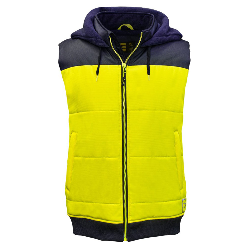 ELEVEN Workwear Hi-Vis Spliced Quilted Vest w/ Fleece Hood