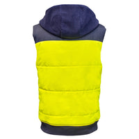 ELEVEN Workwear Hi-Vis Spliced Quilted Vest w/ Fleece Hood