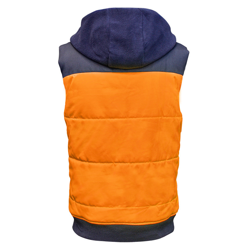 ELEVEN Workwear Hi-Vis Spliced Quilted Vest w/ Fleece Hood