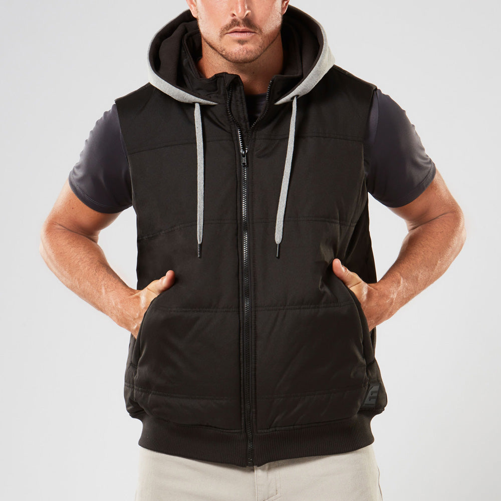 ELEVEN Workwear Quilted Vest with Fleece Hood