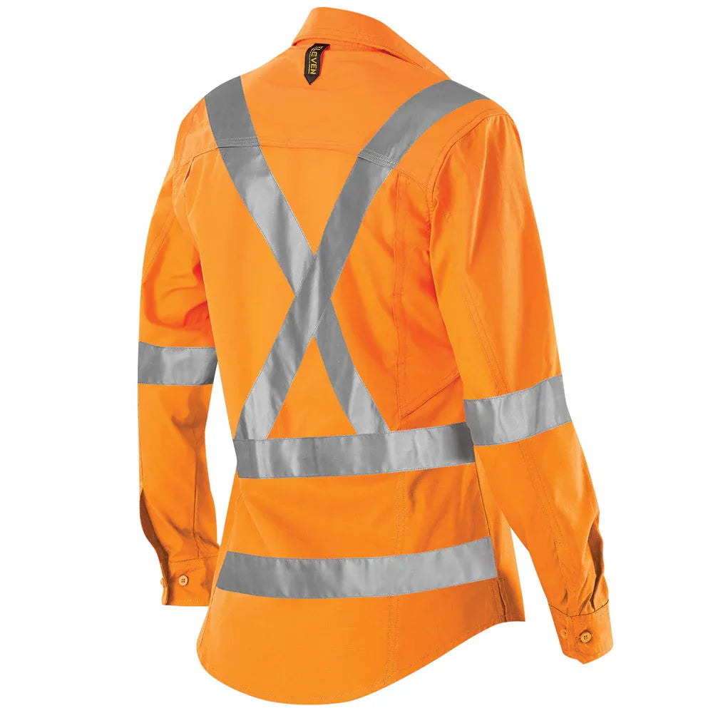 ELEVEN Workwear Women's AEROCOOL Hi-Vis 3M 'X' Taped L/S Shirt - RSEA Safety Outlet
