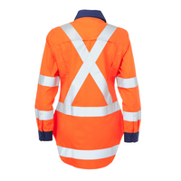 ELEVEN TTMC Womens HiVis Taped Long Sleeve Shirt - Hi Vis Orange/Navy