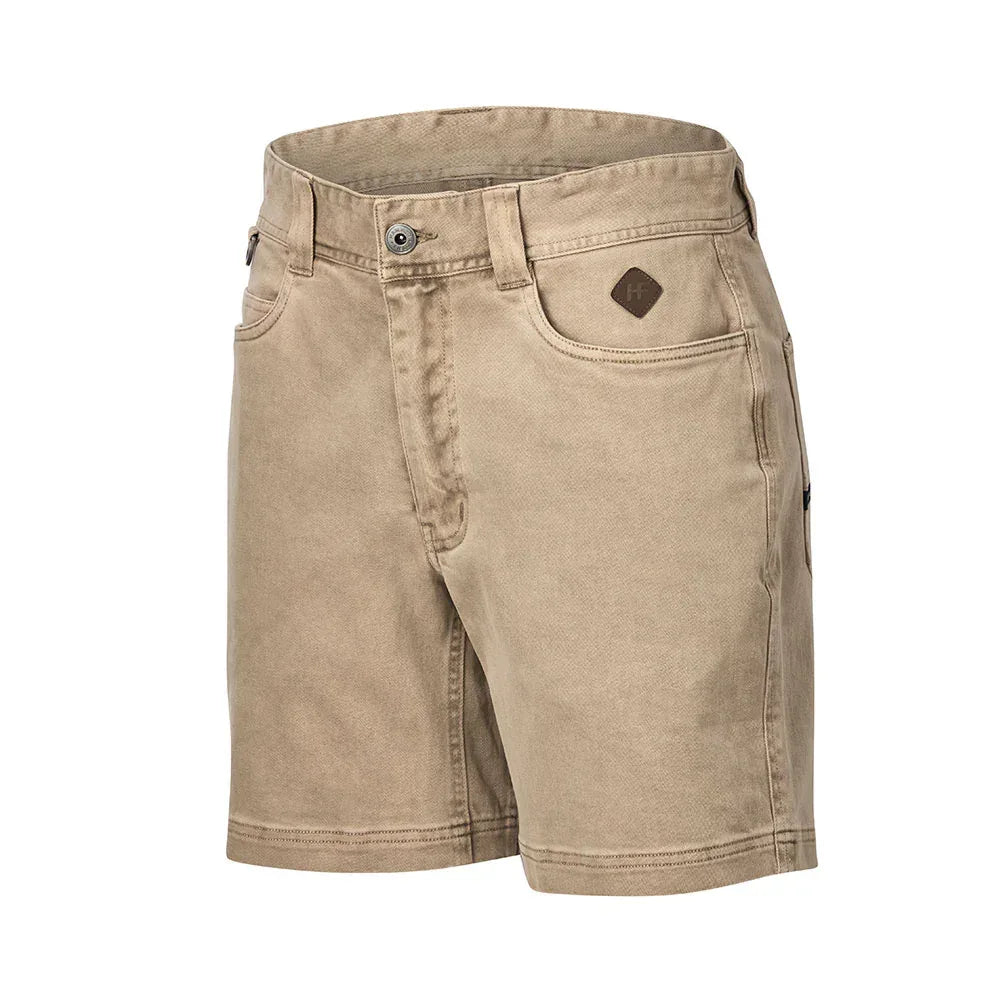 Hammer + Field Workwear Mid Length Washed Twill Stretch Short - Tan | RSEA Safety Outlet
