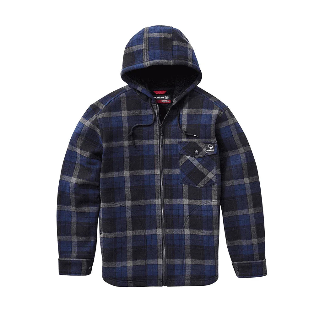 Wolverine Bucksaw Hooded Sherpa - New Navy Plaid - RSEA Safety Outlet