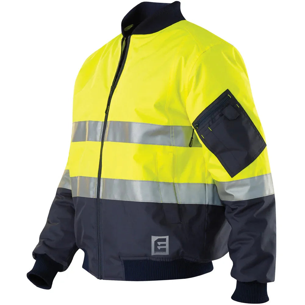 ELEVEN Workwear Hi-Vis Spliced 3M 'Hoop' Taped Bomber Jacket - RSEA Safety Outlet