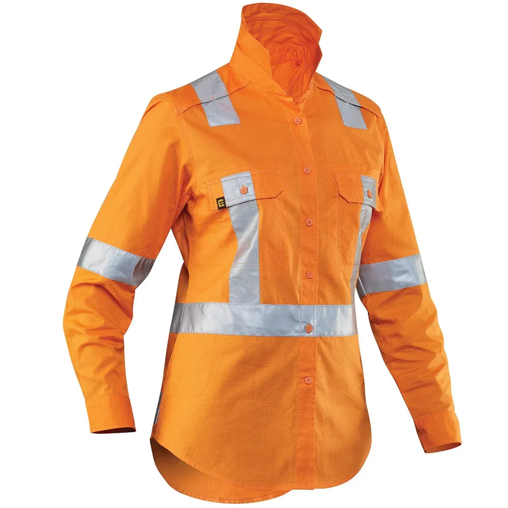 ELEVEN Workwear Women's AEROCOOL Hi-Vis 3M 'X' Taped L/S Shirt - RSEA Safety Outlet